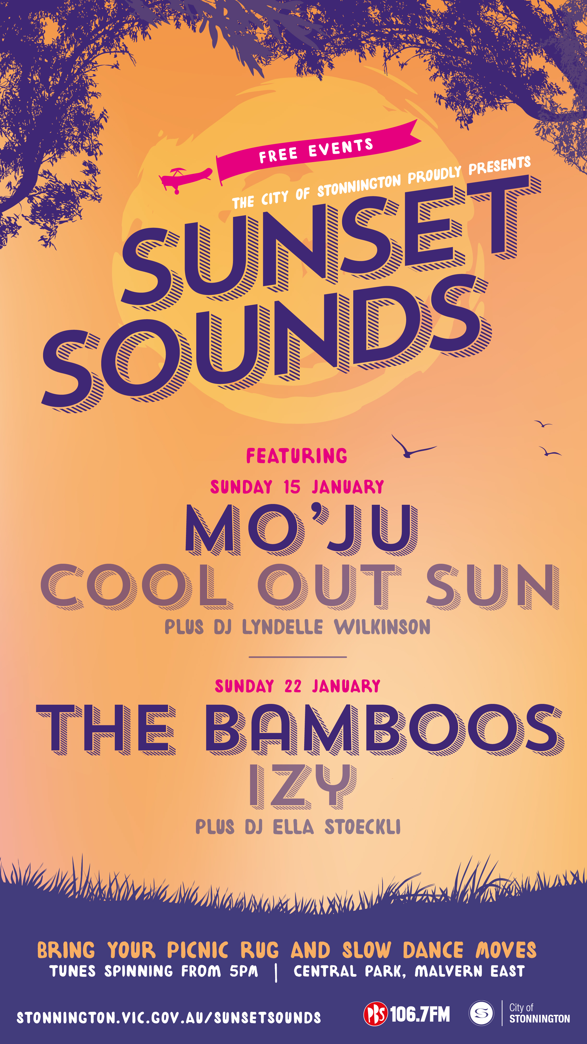 Sunset Sounds event flyer.