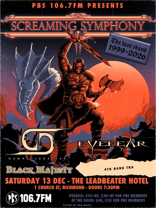 Screaming Symphony The Last Stand poster - dragon and slayer holding sword to the sky