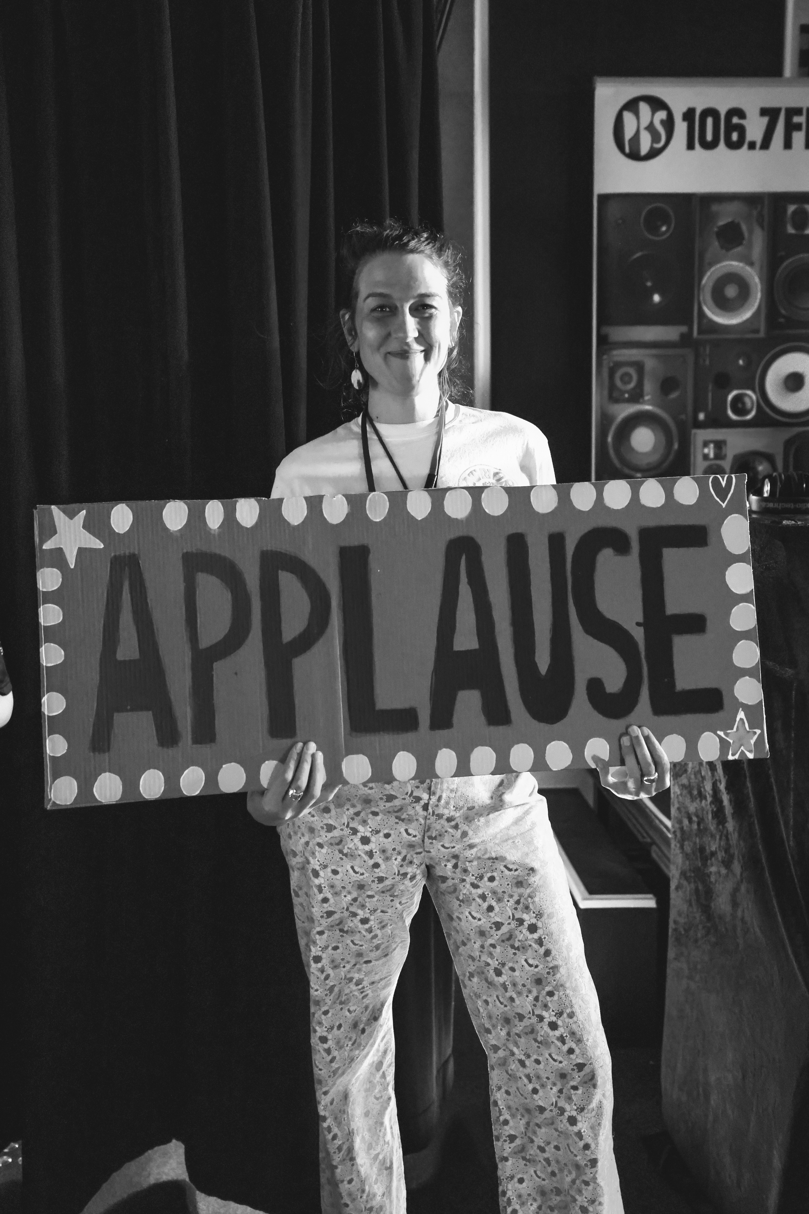 Kerryn Fields holds applause sign painted by Lily Mars at Drive Live 2026 Photo by Mauro Trentin Kerryn Fields holds applause sign painted by Lily Mars at Drive Live 2026 Photo by Mauro Trentin