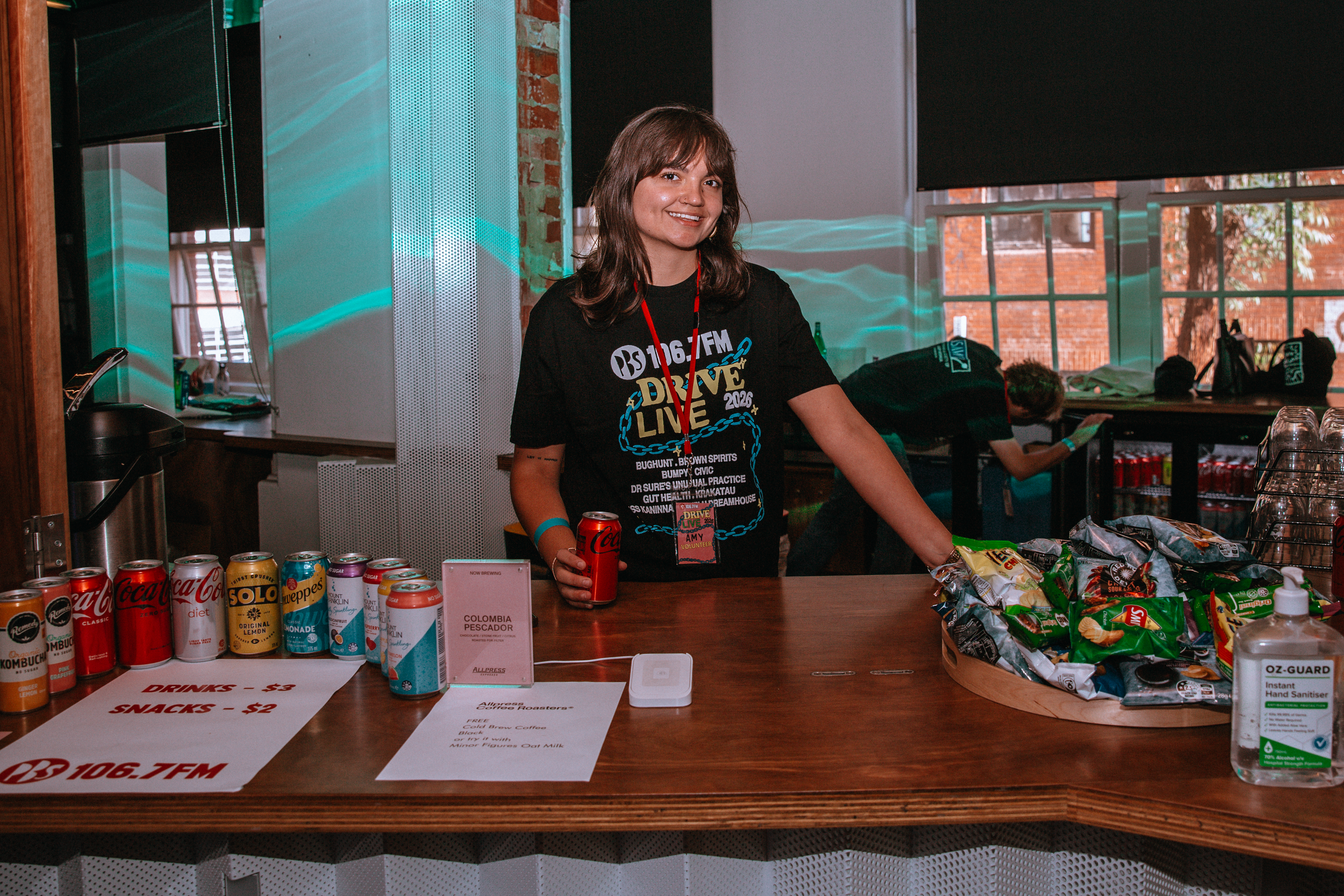 Amy Volunteers at the Refreshments Counter at Drive Live by Lucas Packett Amy Volunteers at the Refreshments Counter at Drive Live by Lucas Packett