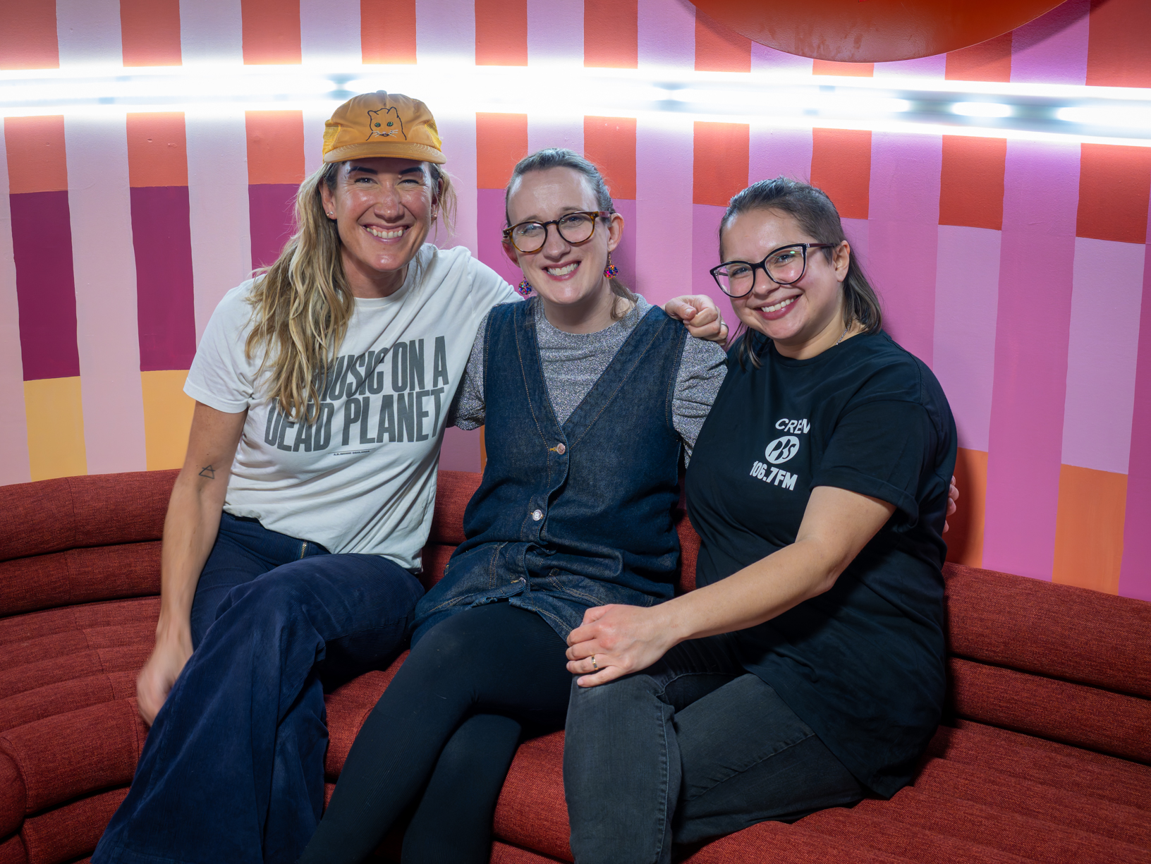 IKSRE + Nat Bartsch with sound engineer Juvi in the PBS green room on IWD Photo by Owen McKern IKSRE + Nat Bartsch with sound engineer Juvi in the PBS green room on IWD Photo by Owen McKern