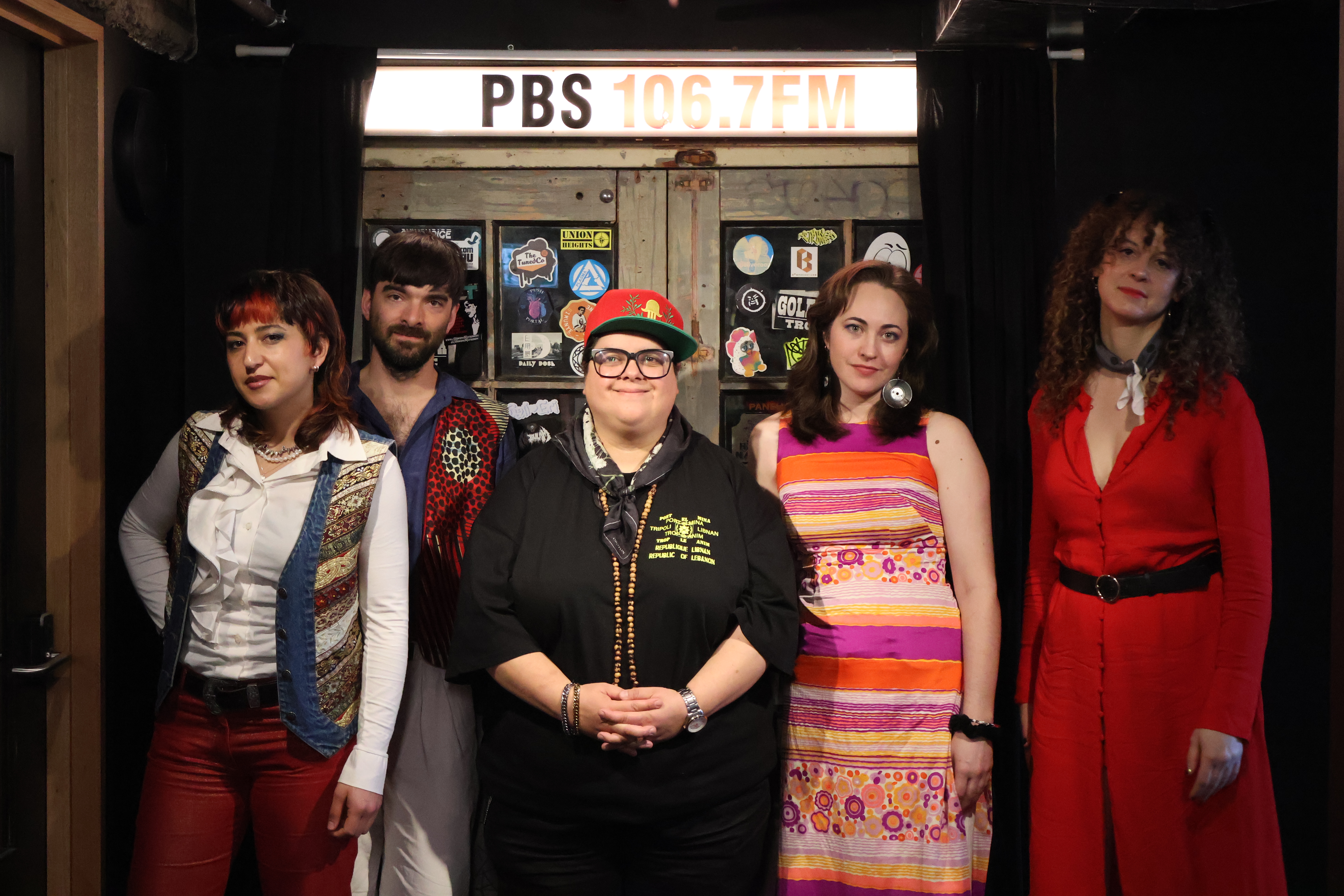 Mz Rizk from Boogie Beat Suite with Derya Yıldırım & Grup Şimşek (standing in front of PBS doors) Photo by Patrick Turnbull Mz Rizk from Boogie Beat Suite with Derya Yıldırım & Grup Şimşek (standing in front of PBS doors) Photo by Patrick Turnbull