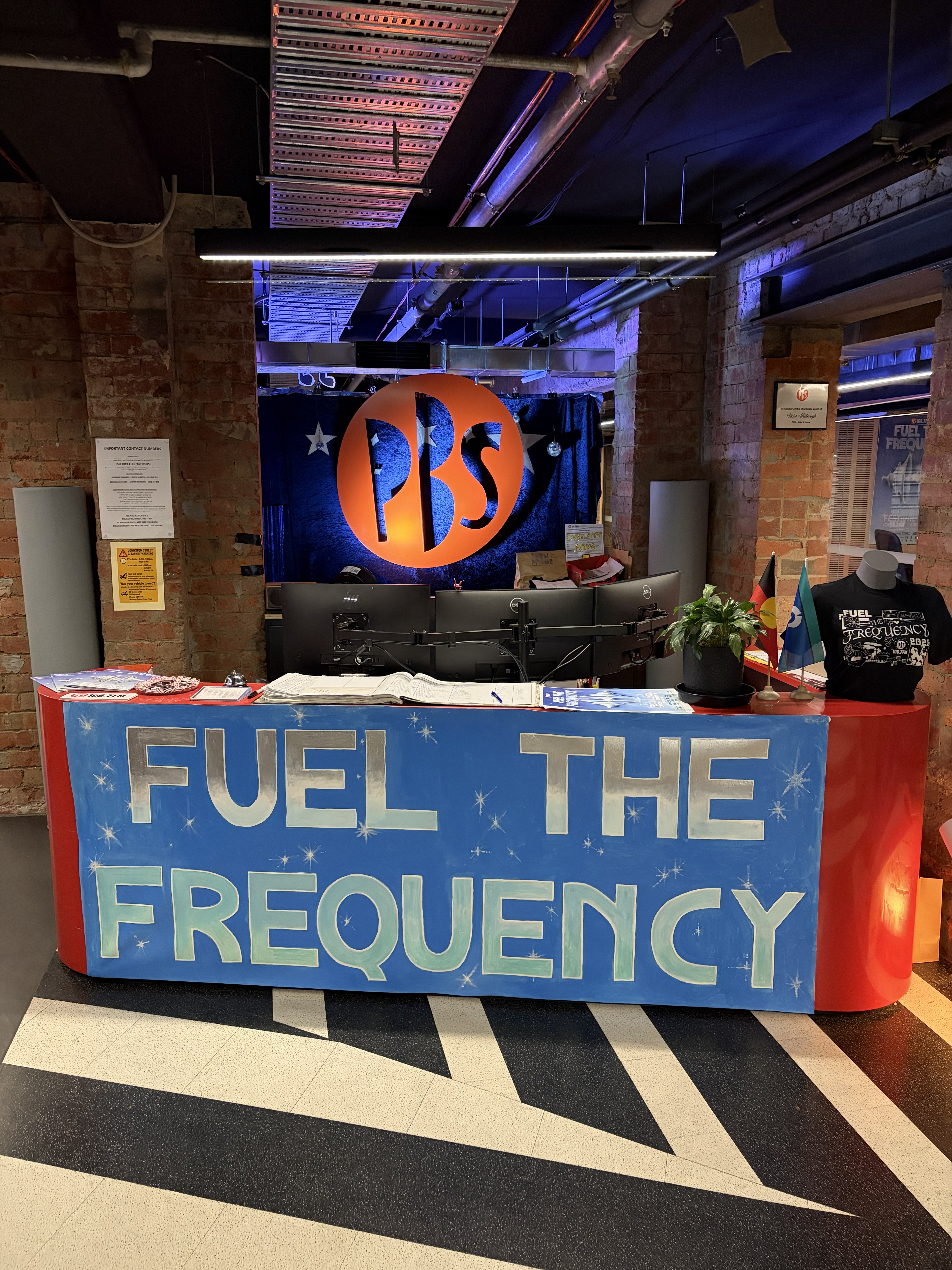 Front Desk Banner by Dainty reads Fuel the Frequency Front Desk Banner by Dainty reads Fuel the Frequency