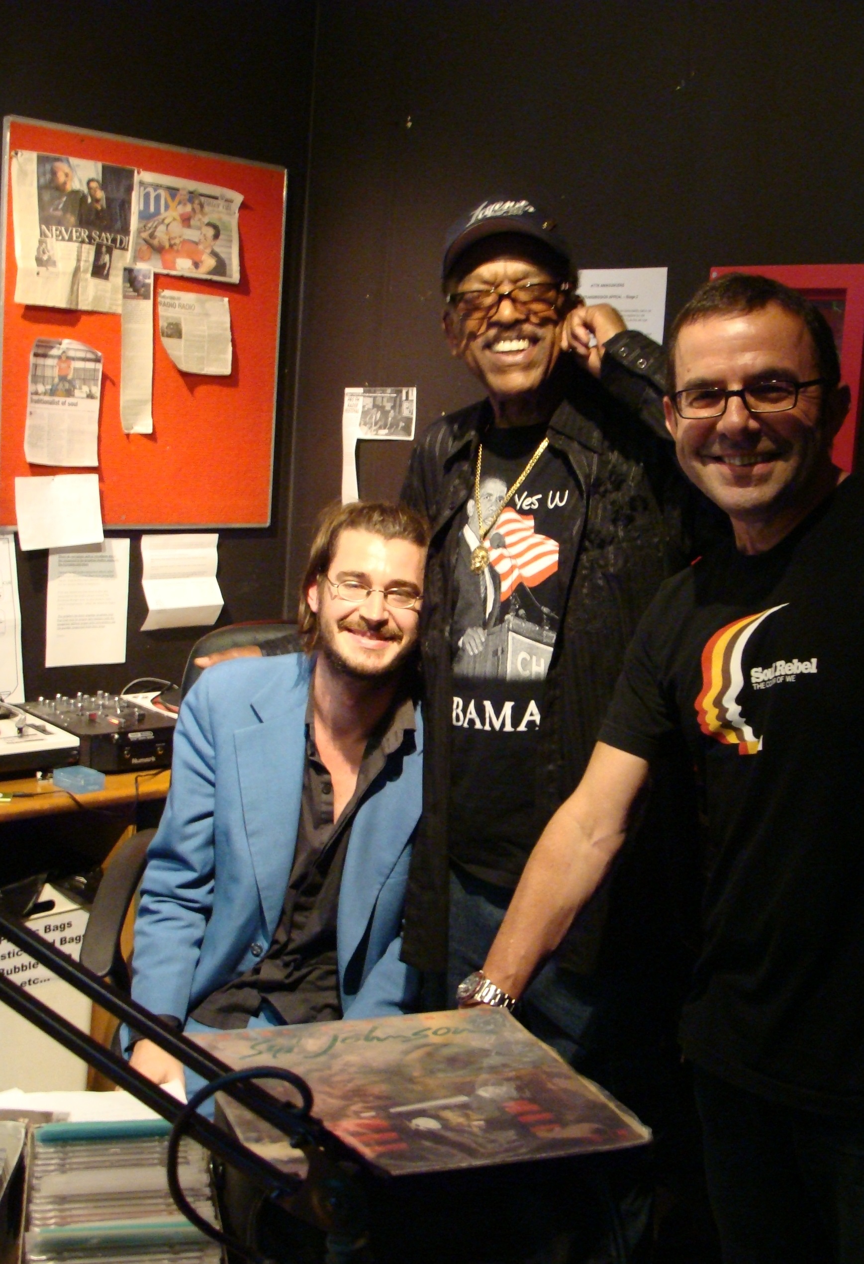 Syl Johnson with Richie 1250 and the late Pierre Baroni in the PBS studios