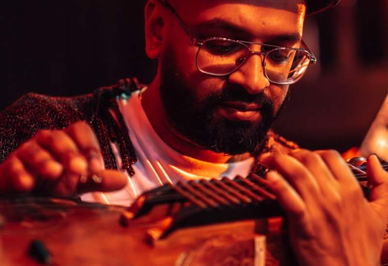 Sesh playing the veenai